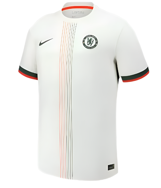 White sports jersey with Nike logo and club emblem on a gray background